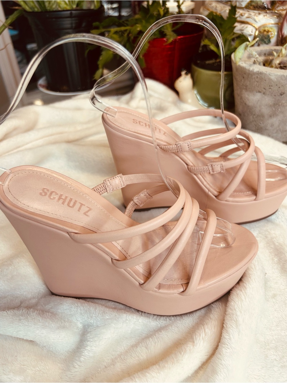 SCHUTZ Blush Nude Strappy Heeled Sandals - Picture 3 of 6